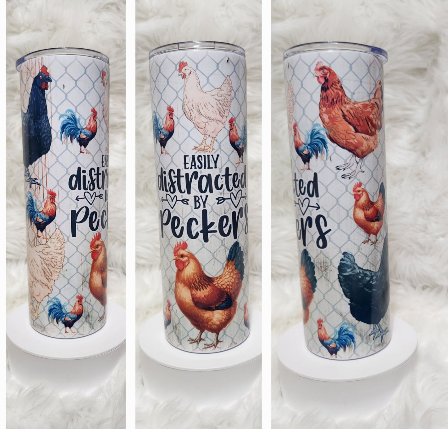 Easily distracted By Peckers stainless steel tumbler