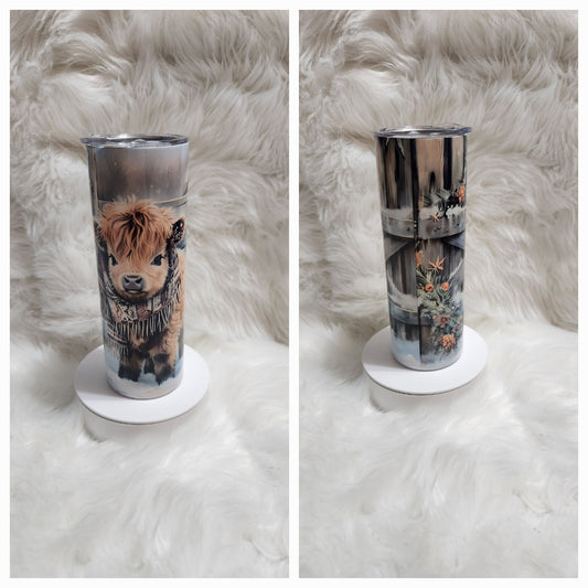 Baby Highland Cow stainless steel tumbler